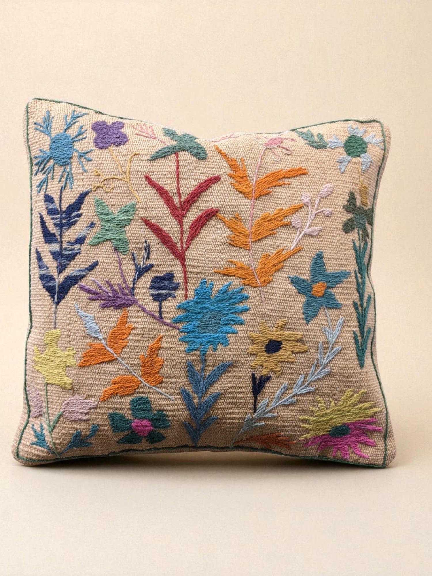 Suzani Hand Embroidered Cushion Cover - 45 x 45 cm - Handmade