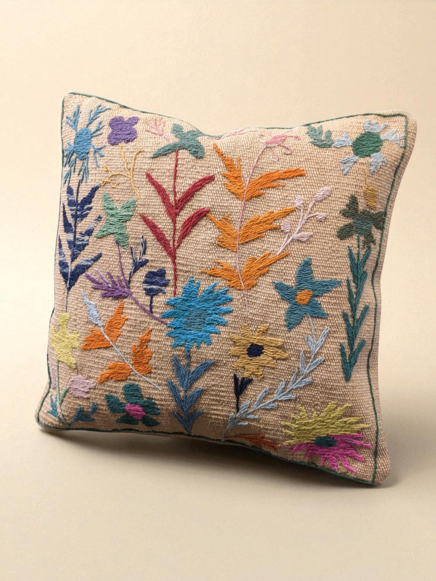 Suzani Hand Embroidered Cushion Cover - 45 x 45 cm - Handmade