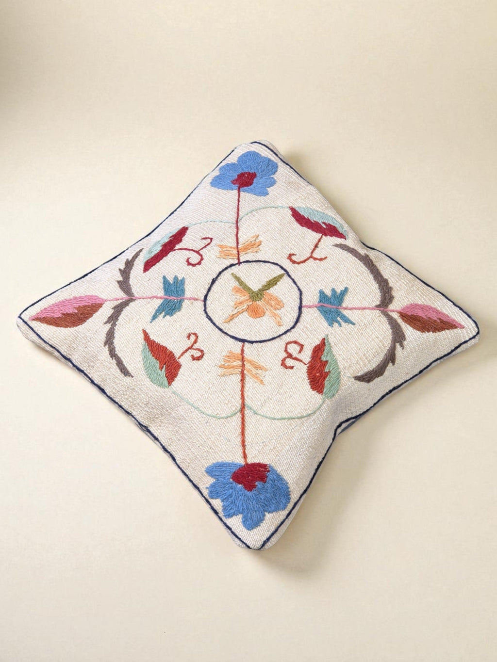 Suzani Hand Embroidered Cushion Cover - 45 x 45 cm - Handmade