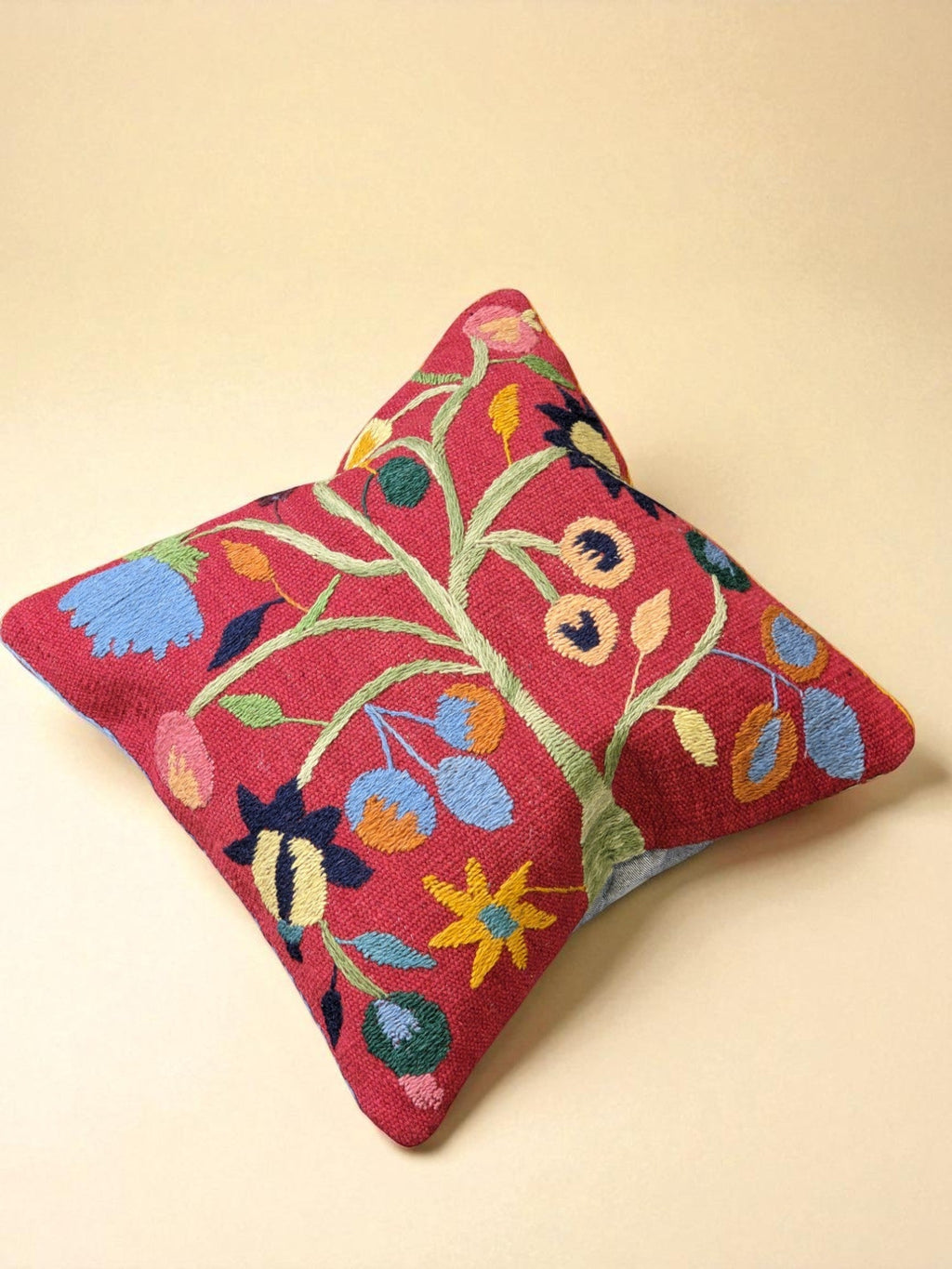 Suzani Hand Embroidered Cushion Cover - 45 x 45 cm - Handmade