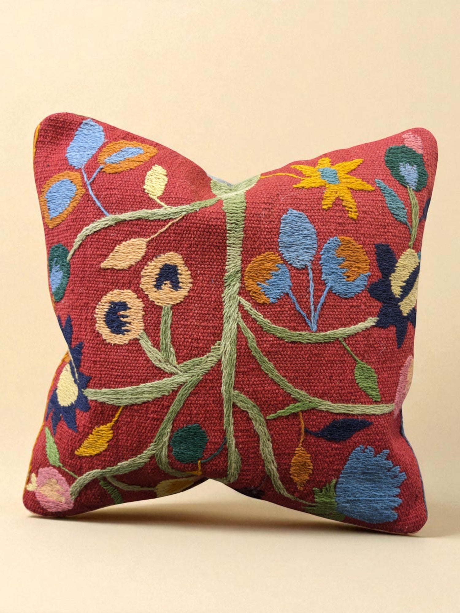 Suzani Hand Embroidered Cushion Cover - 45 x 45 cm - Handmade