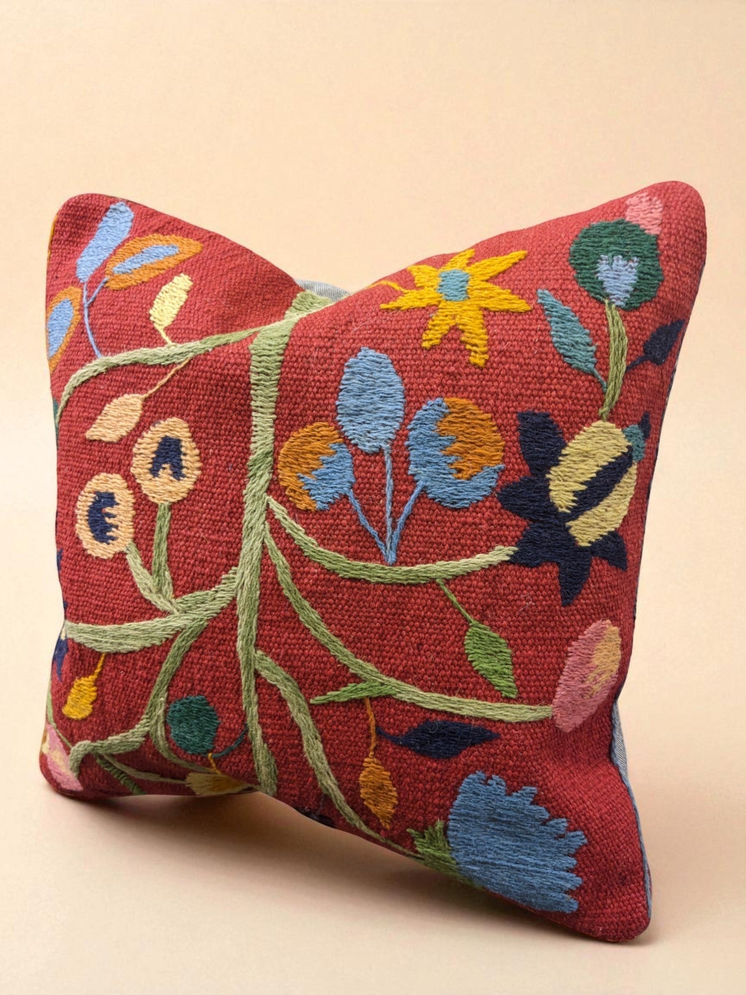 Suzani Hand Embroidered Cushion Cover - 45 x 45 cm - Handmade
