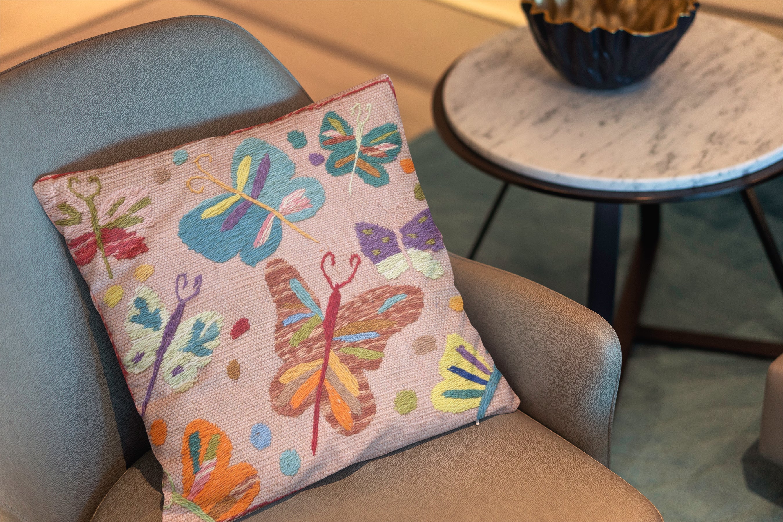 Suzani Hand Embroidered Cushion Cover - 45 x 45 cm - Handmade