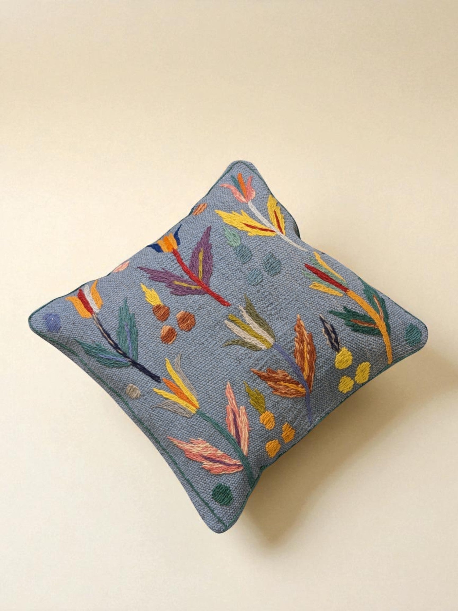 Suzani Hand Embroidered Cushion Cover - 45 x 45 cm - Handmade