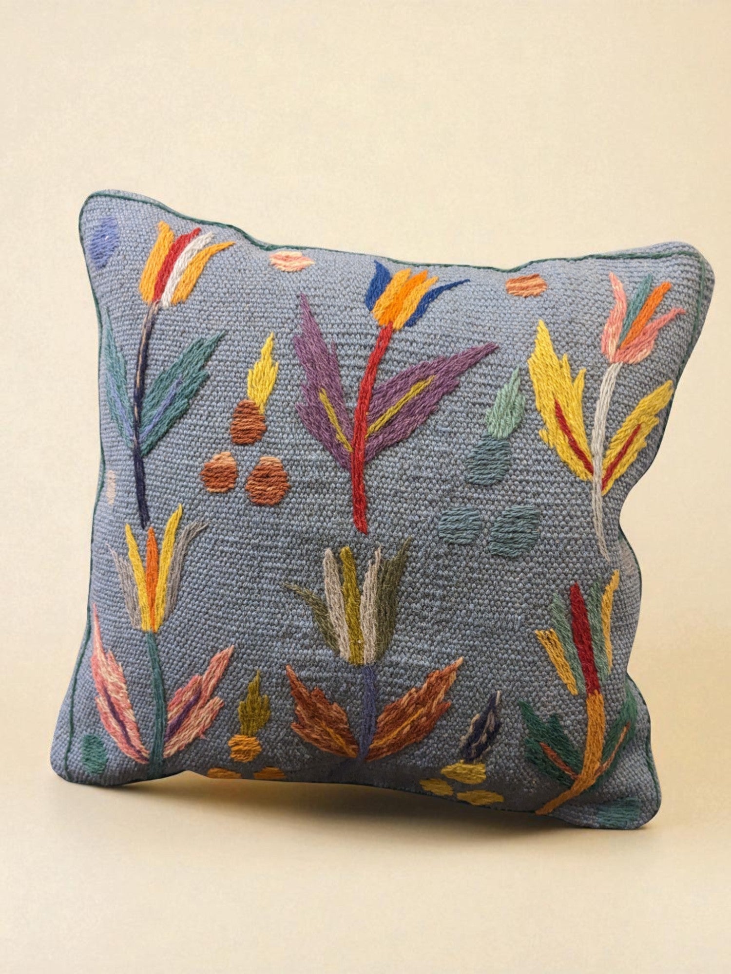 Suzani Hand Embroidered Cushion Cover - 45 x 45 cm - Handmade
