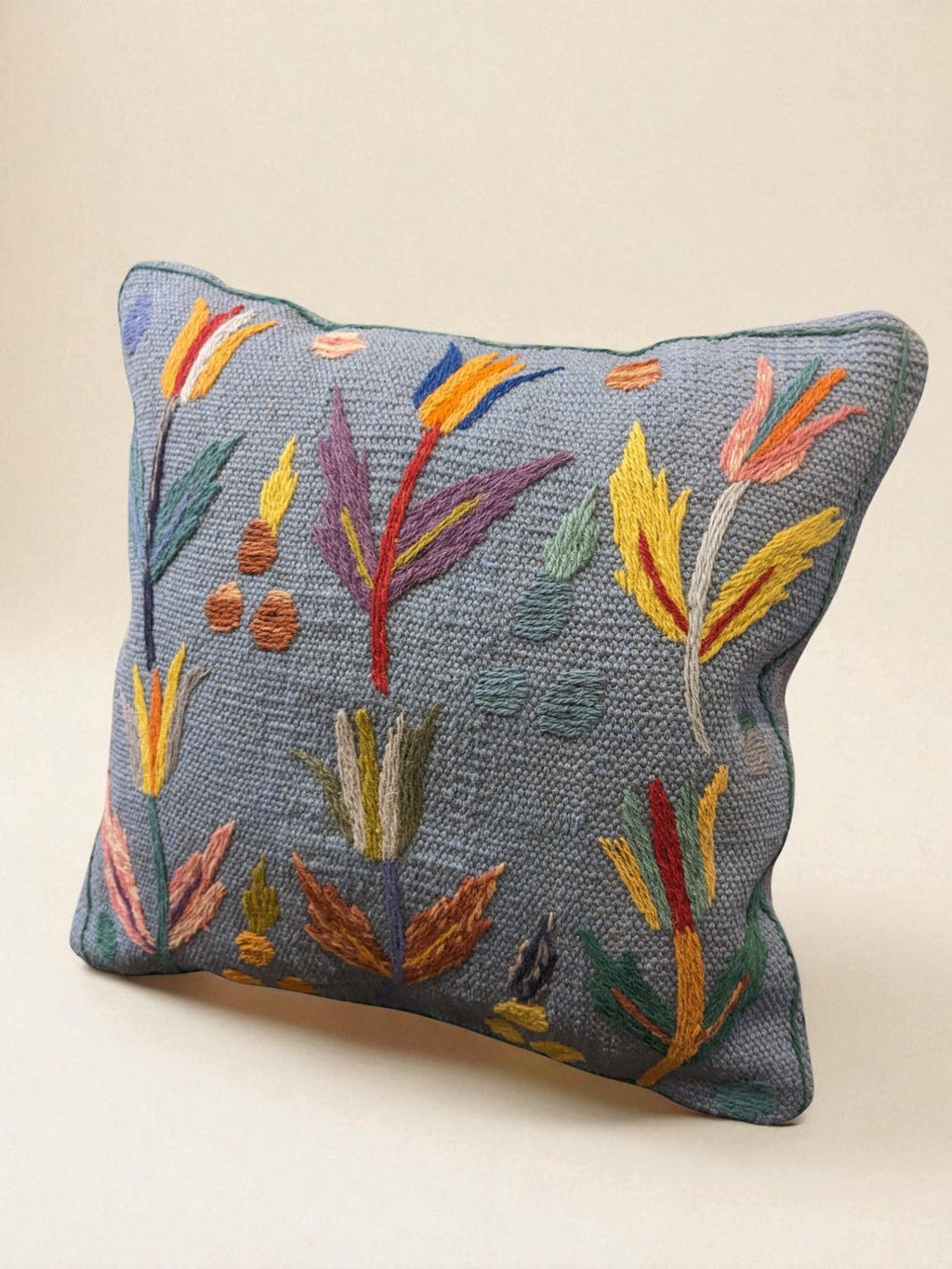 Suzani Hand Embroidered Cushion Cover - 45 x 45 cm - Handmade