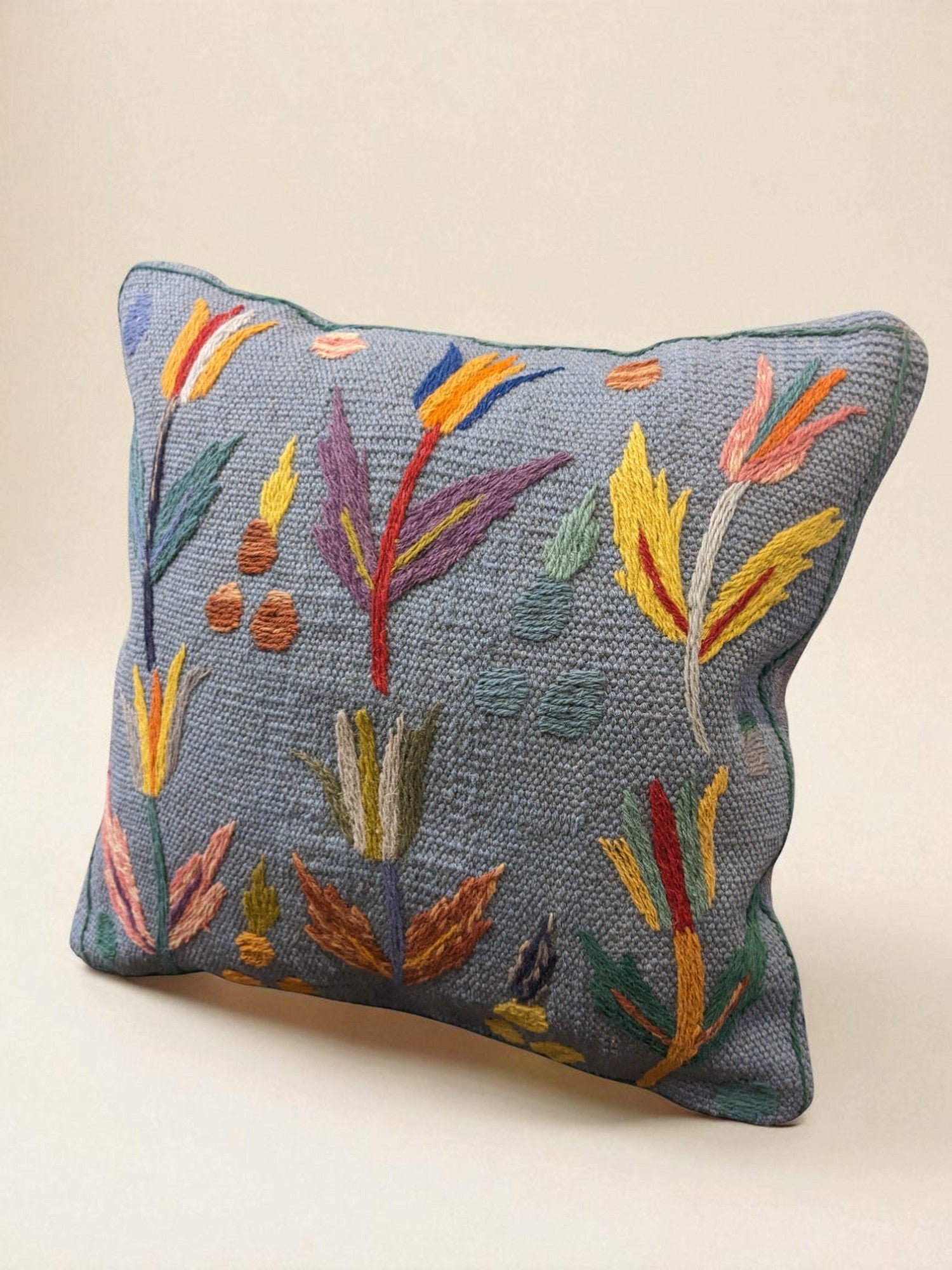 Suzani Hand Embroidered Cushion Cover - 45 x 45 cm - Handmade