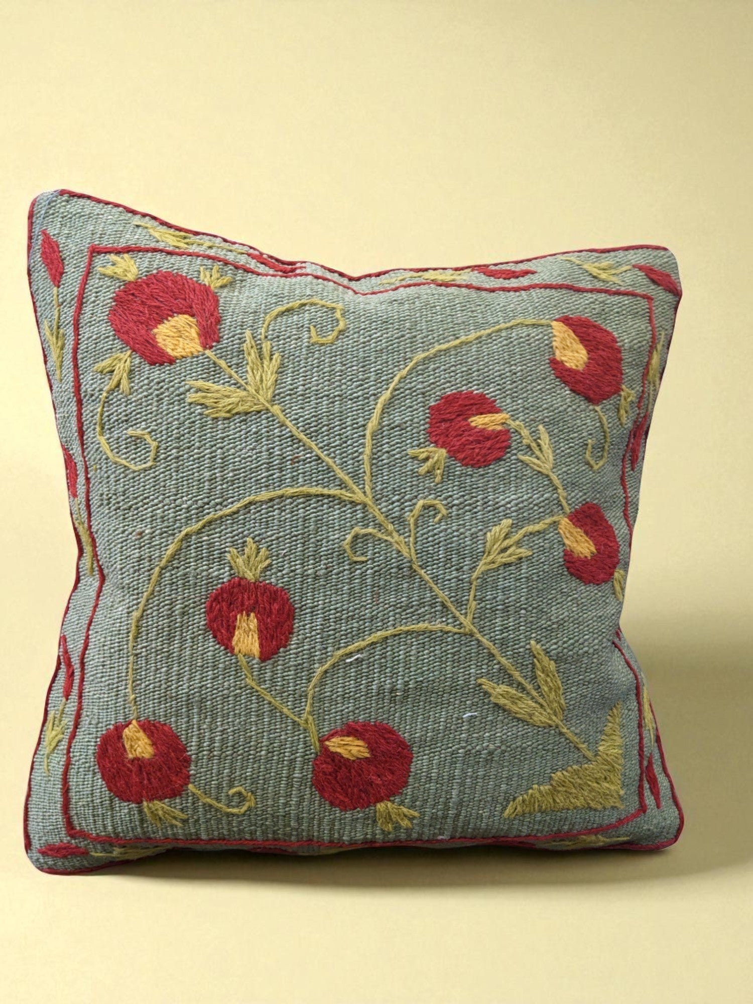 Suzani Hand Embroidered Cushion Cover - 45 x 45 cm - Handmade