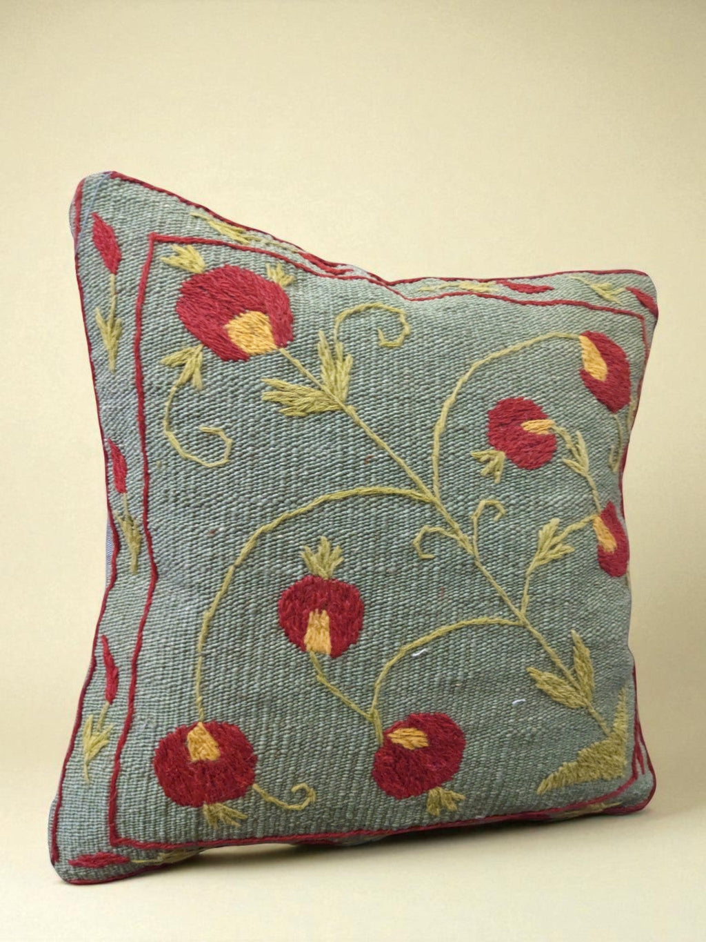 Suzani Hand Embroidered Cushion Cover - 45 x 45 cm - Handmade