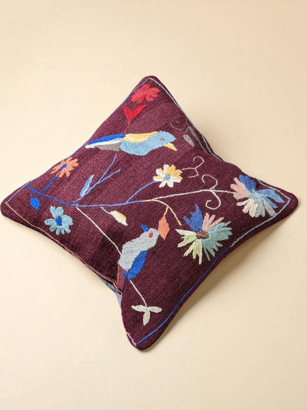 Suzani Hand Embroidered Cushion Cover - 45 x 45 cm - Handmade