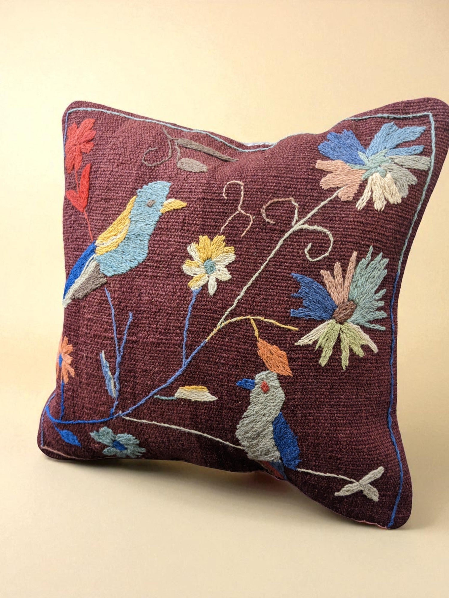 Suzani Hand Embroidered Cushion Cover - 45 x 45 cm - Handmade