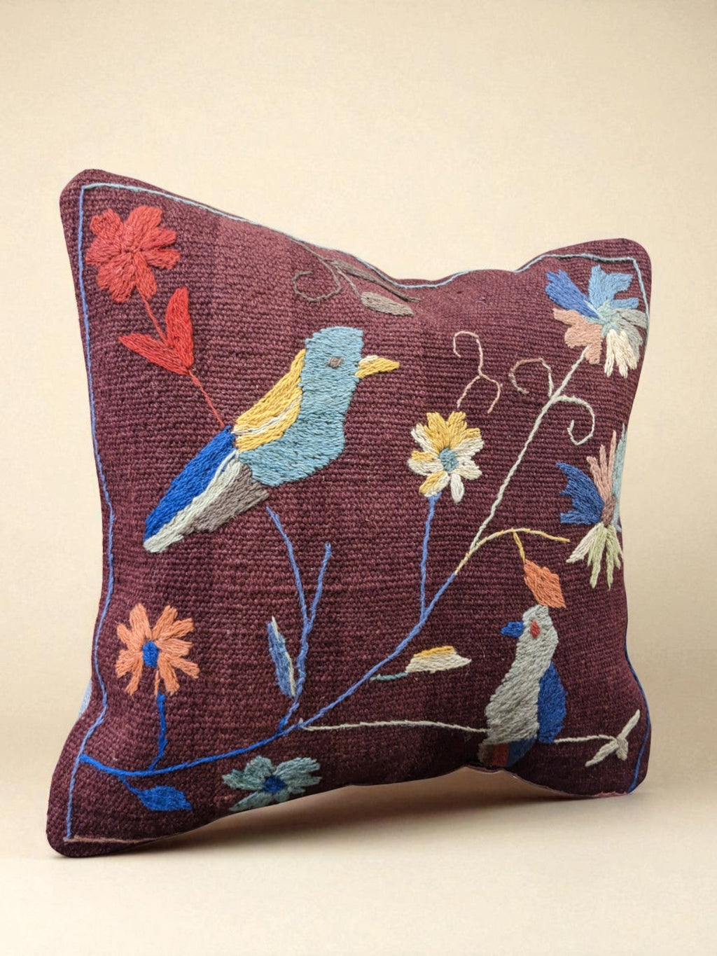 Suzani Hand Embroidered Cushion Cover - 45 x 45 cm - Handmade