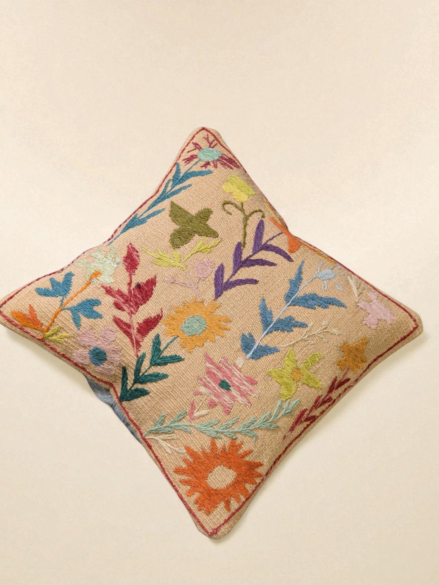 Suzani Hand Embroidered Cushion Cover - 45 x 45 cm - Handmade