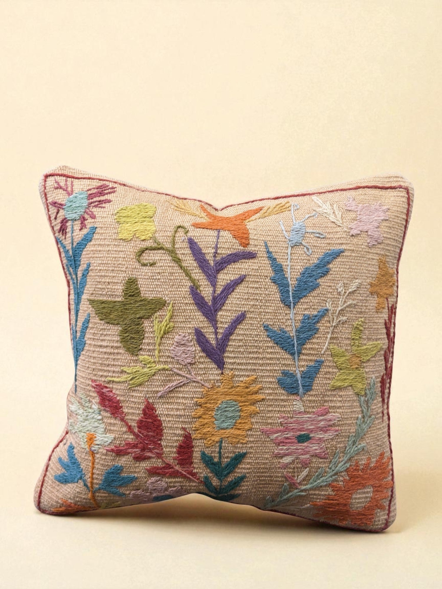 Suzani Hand Embroidered Cushion Cover - 45 x 45 cm - Handmade