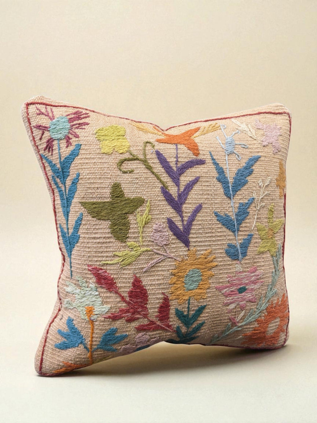 Suzani Hand Embroidered Cushion Cover - 45 x 45 cm - Handmade