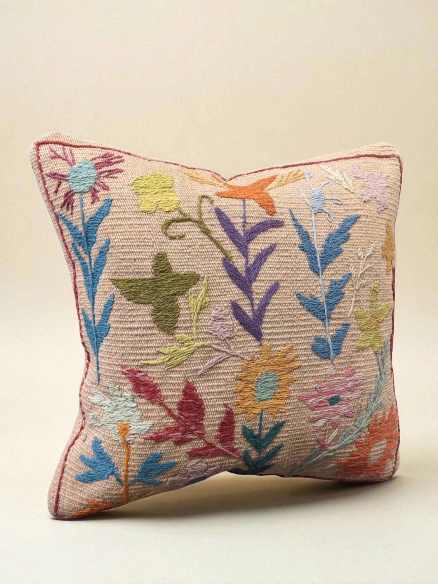 Suzani Hand Embroidered Cushion Cover - 45 x 45 cm - Handmade