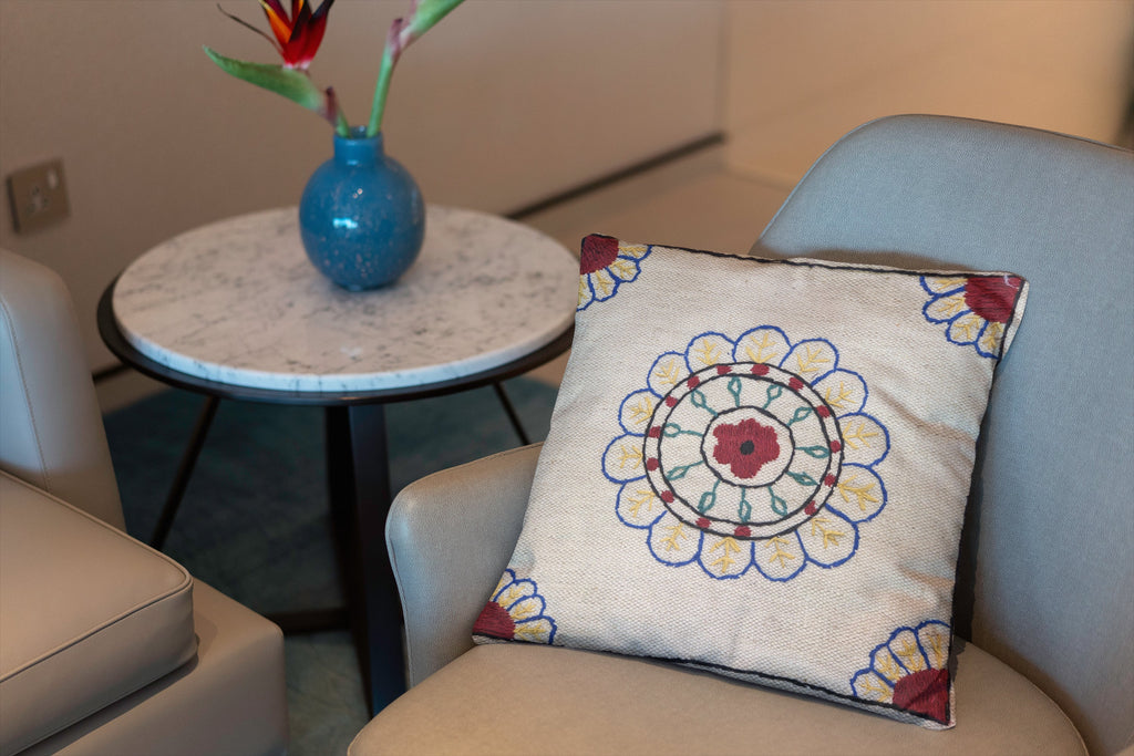 Suzani Hand Embroidered Cushion Cover - 45 x 45 cm - Handmade