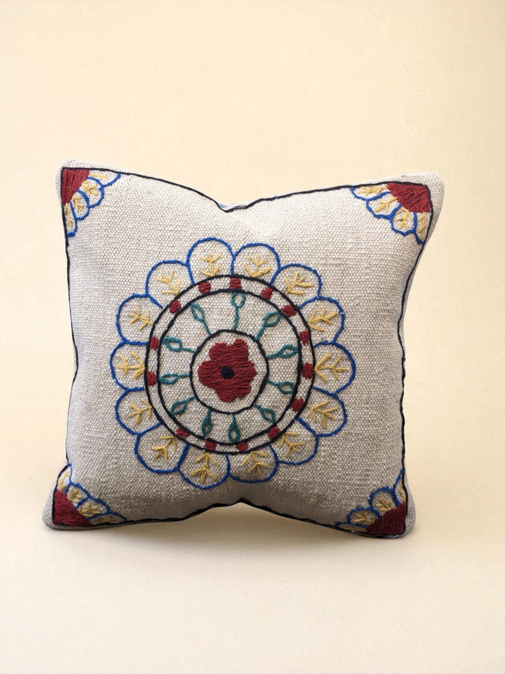 Suzani Hand Embroidered Cushion Cover - 45 x 45 cm - Handmade