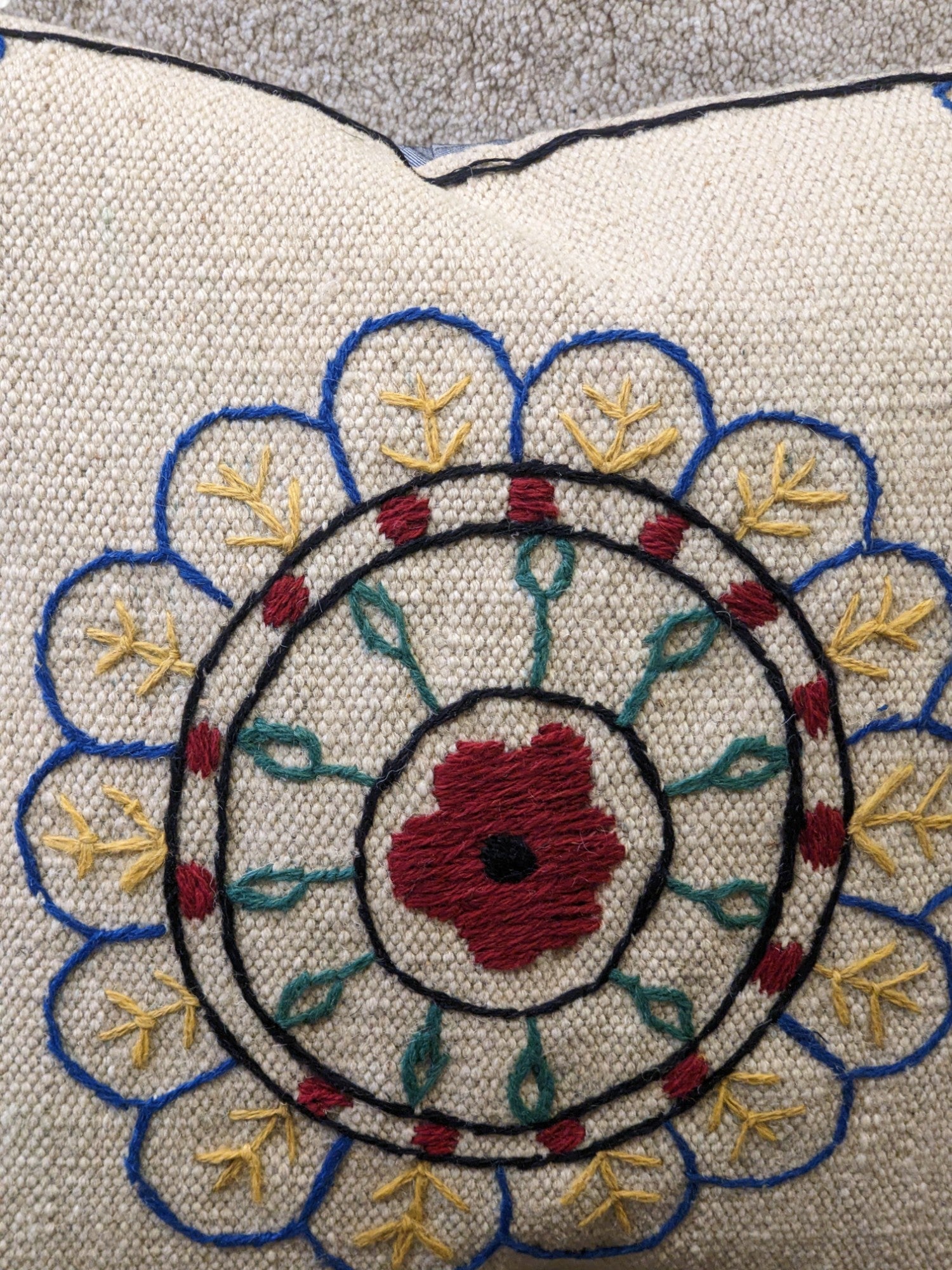 Suzani Hand Embroidered Cushion Cover - 45 x 45 cm - Handmade