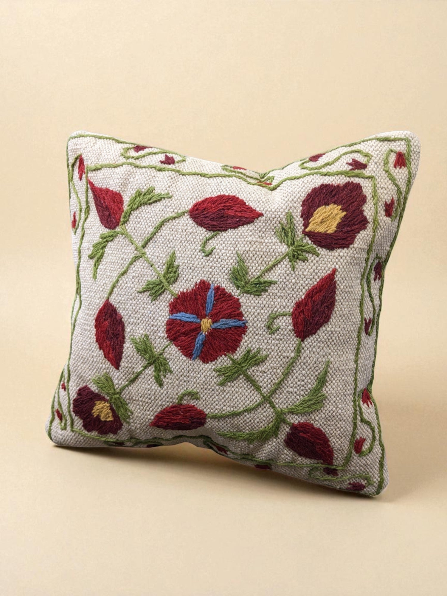 Suzani Hand Embroidered Cushion Cover - 45 x 45 cm - Handmade