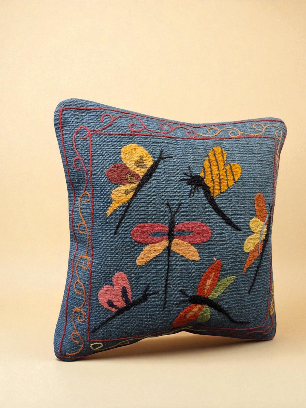 Suzani Hand Embroidered Cushion Cover - 45 x 45 cm - Handmade