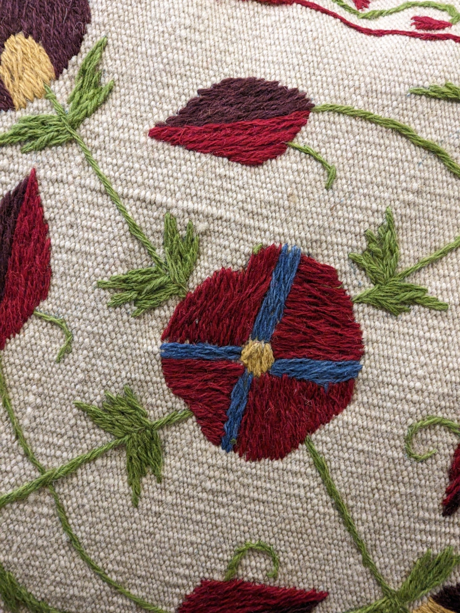 Suzani Hand Embroidered Cushion Cover - 45 x 45 cm - Handmade