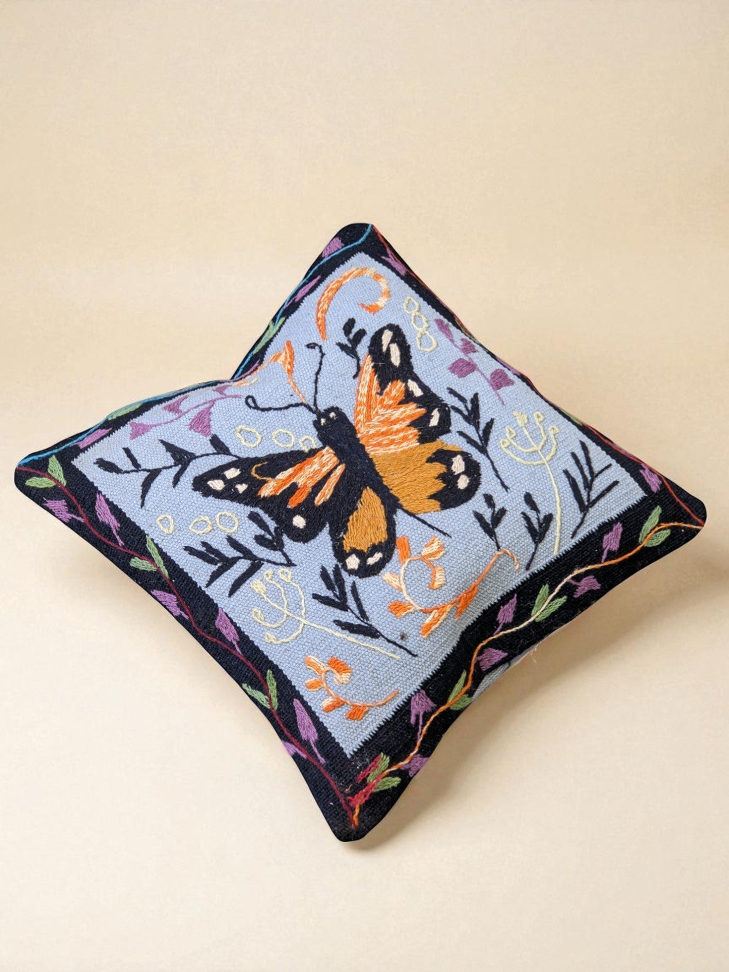 Suzani Hand Embroidered Cushion Cover - 45 x 45 cm - Handmade
