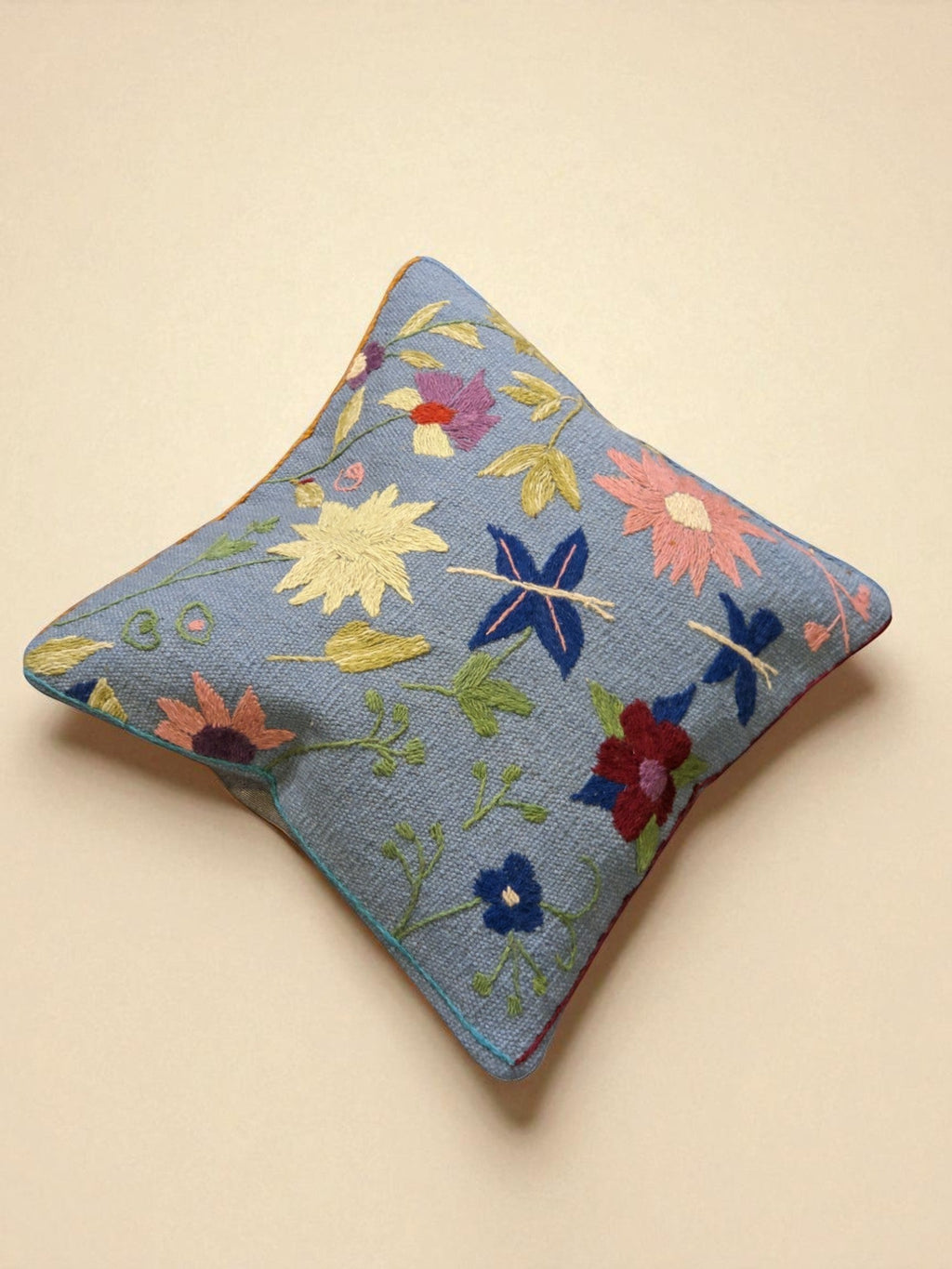 Suzani Hand Embroidered Cushion Cover - 45 x 45 cm - Handmade