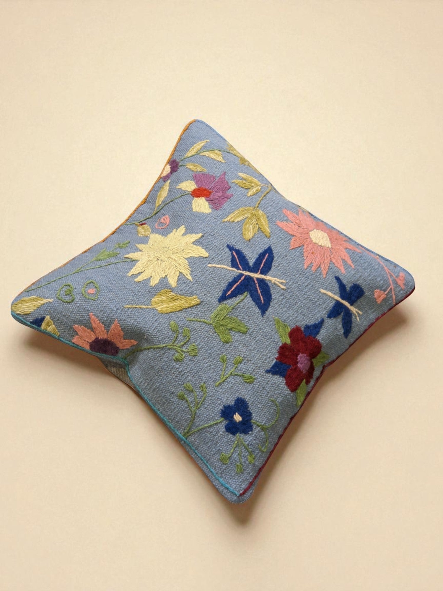 Suzani Hand Embroidered Cushion Cover - 45 x 45 cm - Handmade