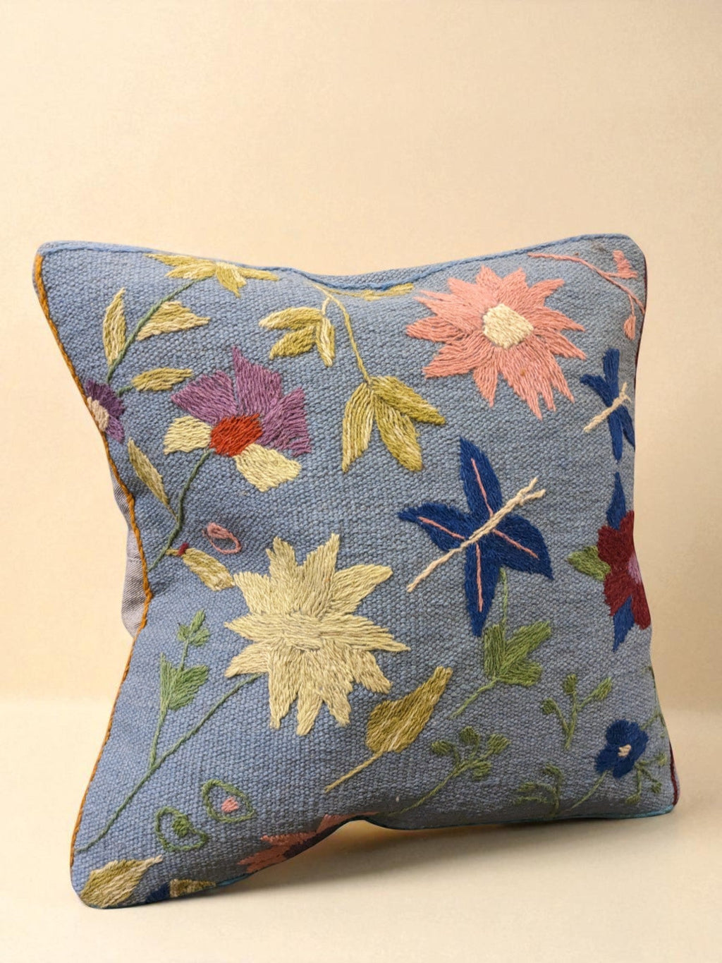 Suzani Hand Embroidered Cushion Cover - 45 x 45 cm - Handmade