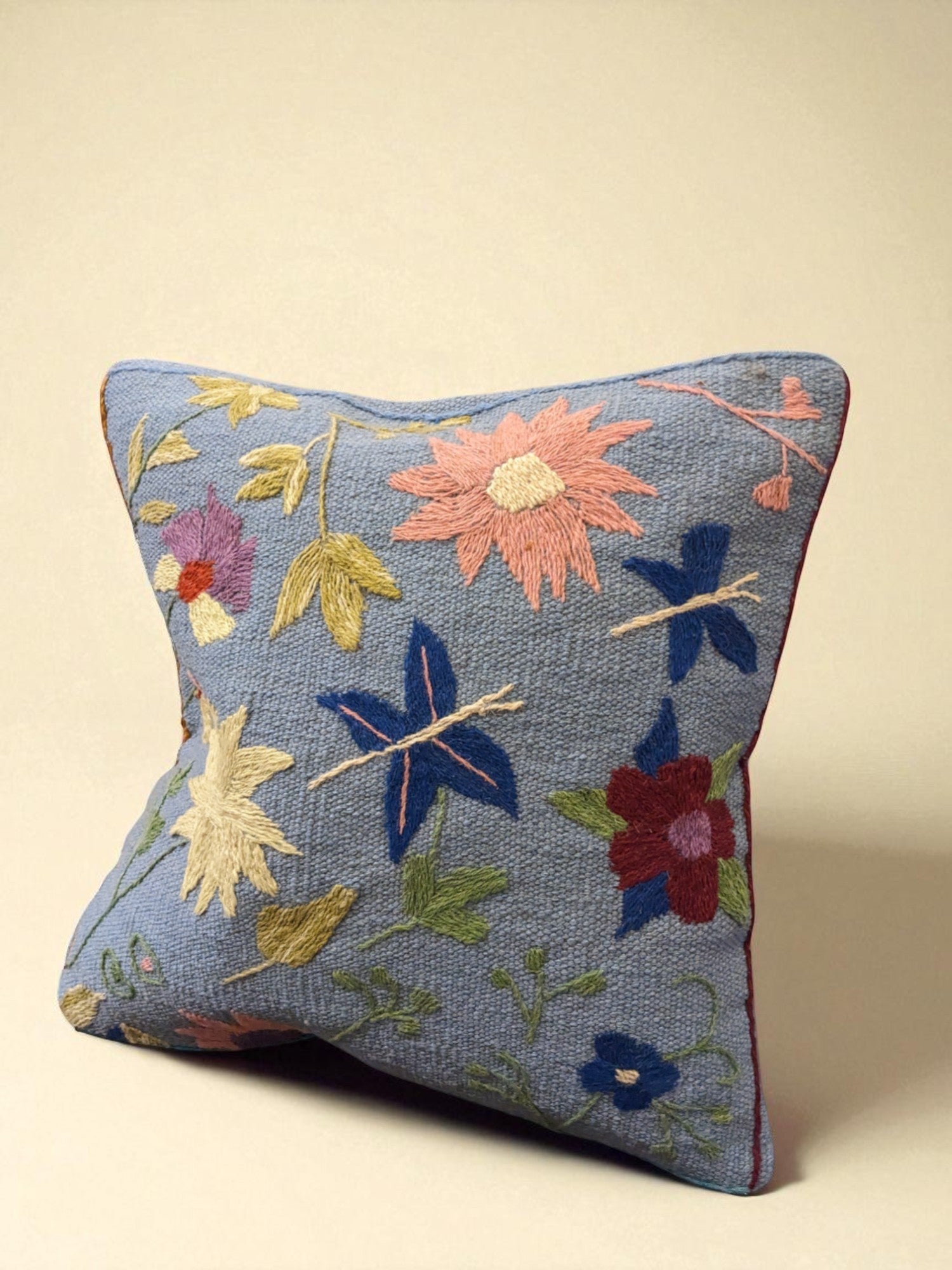 Suzani Hand Embroidered Cushion Cover - 45 x 45 cm - Handmade