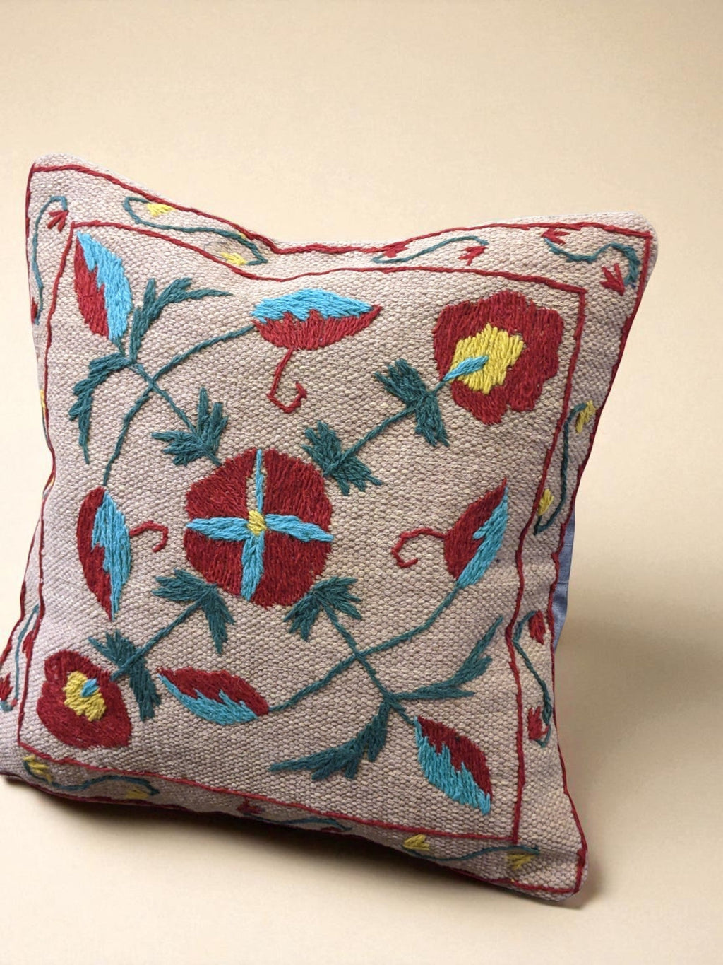 Suzani Hand Embroidered Cushion Cover - 45 x 45 cm - Handmade