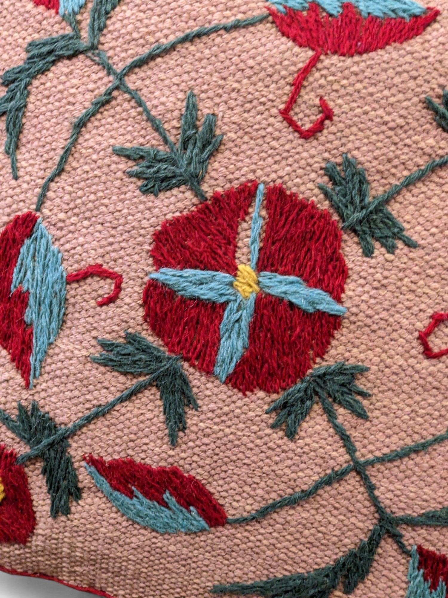 Suzani Hand Embroidered Cushion Cover - 45 x 45 cm - Handmade