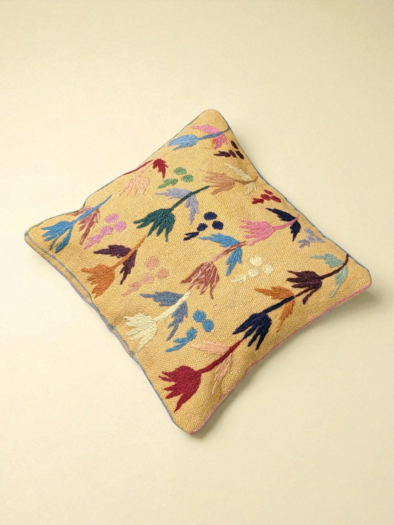 Suzani Hand Embroidered Cushion Cover - 45 x 45 cm - Handmade