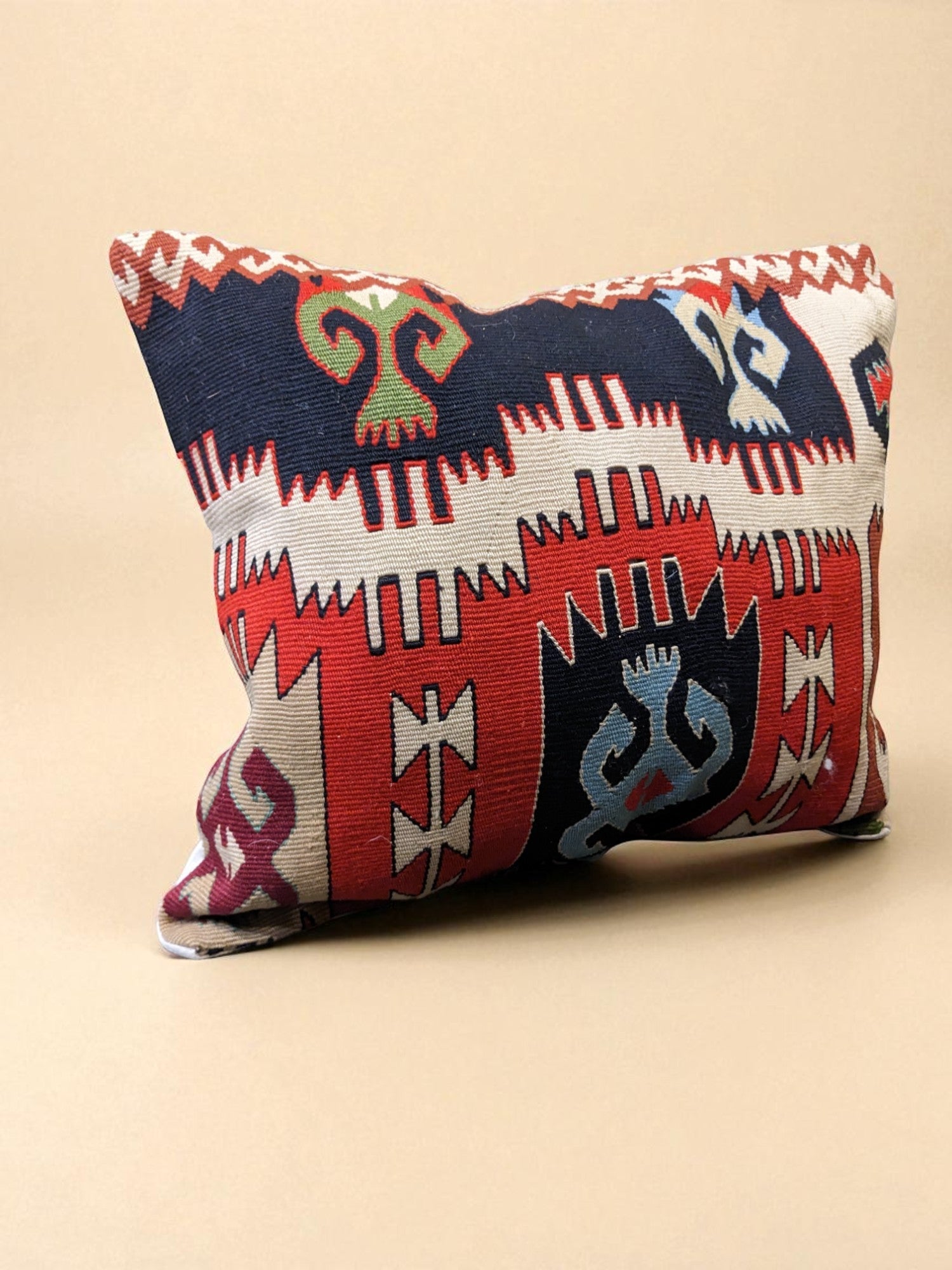 Turkish Kilim Vintage Cushion Cover - 40 x 40 cm - Handmade