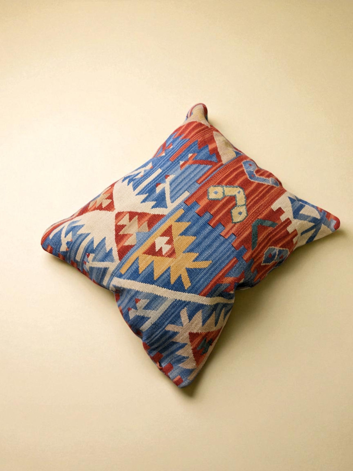 Turkish Kilim Vintage Cushion Cover - 40 x 40 cm - Handmade