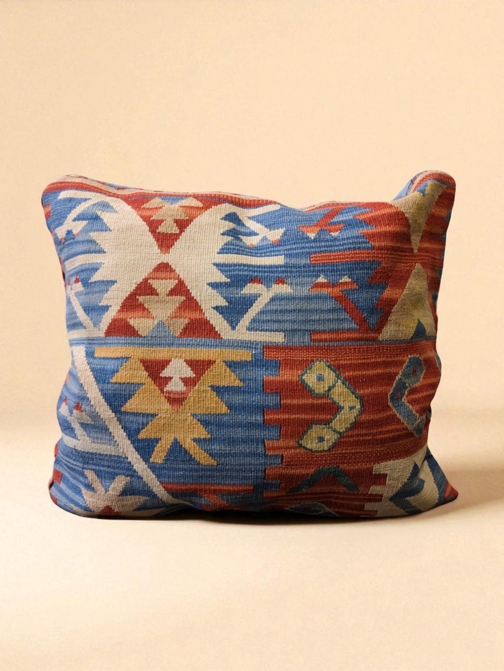 Turkish Kilim Vintage Cushion Cover - 40 x 40 cm - Handmade