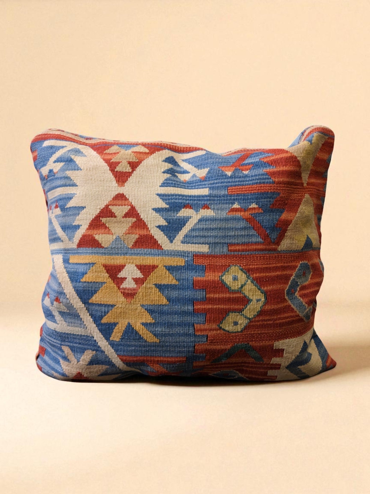 Turkish Kilim Vintage Cushion Cover - 40 x 40 cm - Handmade