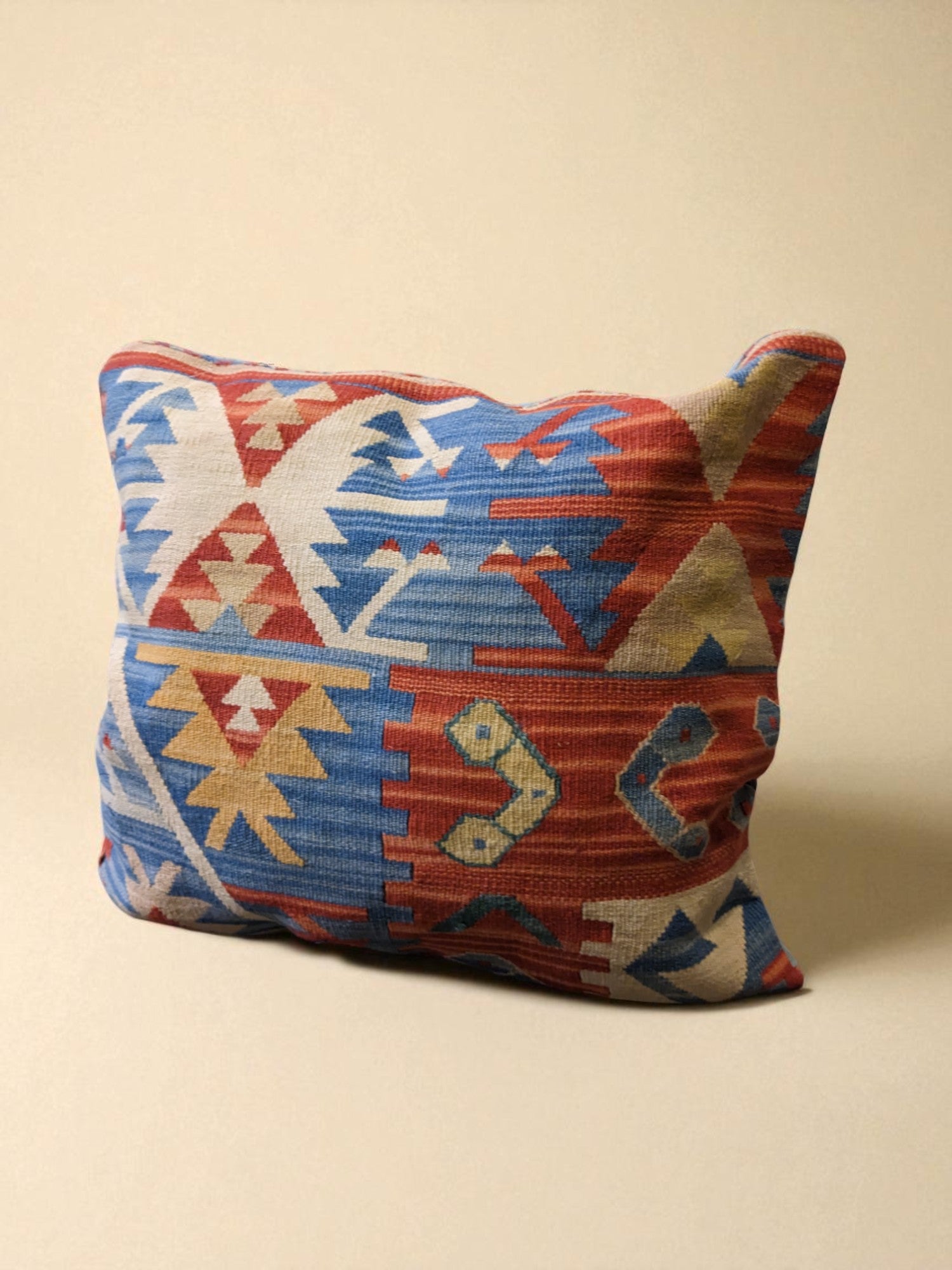 Turkish Kilim Vintage Cushion Cover - 40 x 40 cm - Handmade