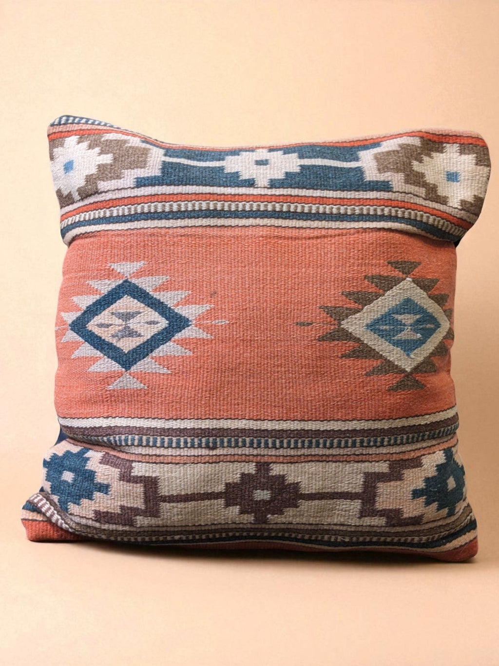 Turkish Kilim Vintage Cushion Cover - 40 x 40 cm - Handmade