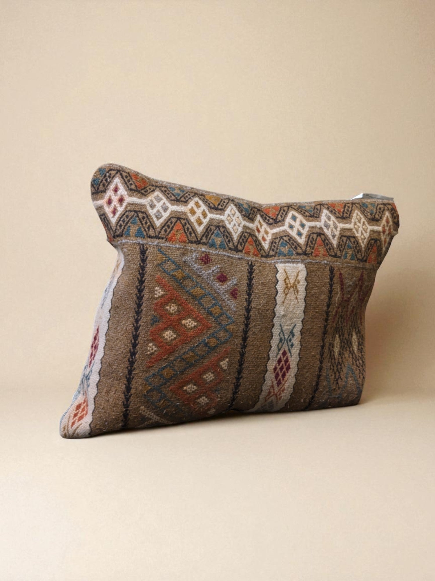 Turkish Kilim Vintage Cushion Cover - 40 x 40 cm - Handmade
