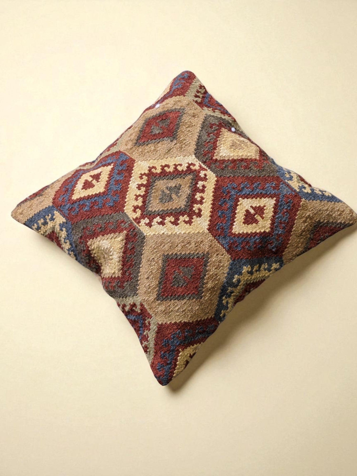 Turkish Kilim Vintage Cushion Cover - 40 x 40 cm - Handmade