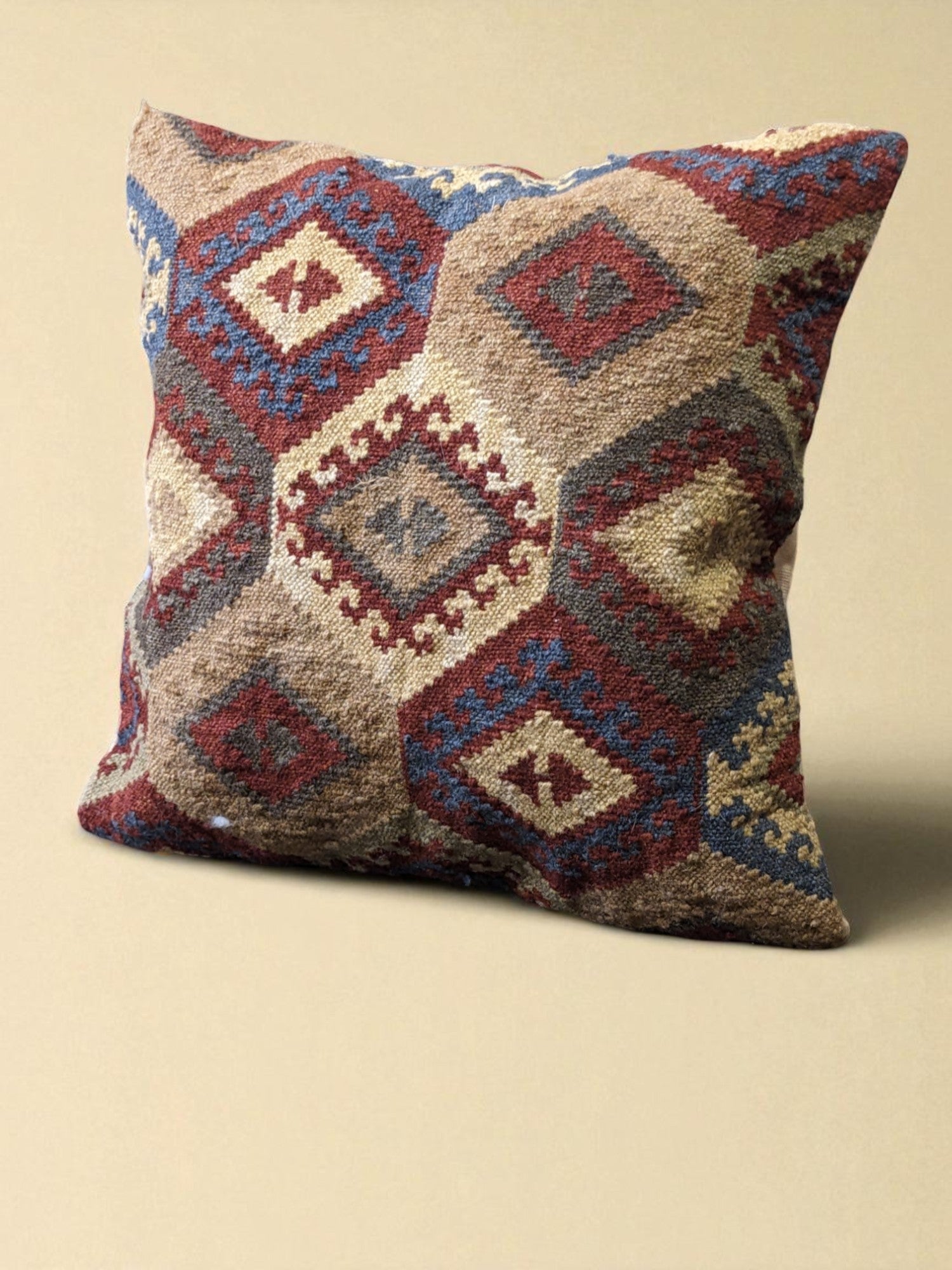 Turkish Kilim Vintage Cushion Cover - 40 x 40 cm - Handmade