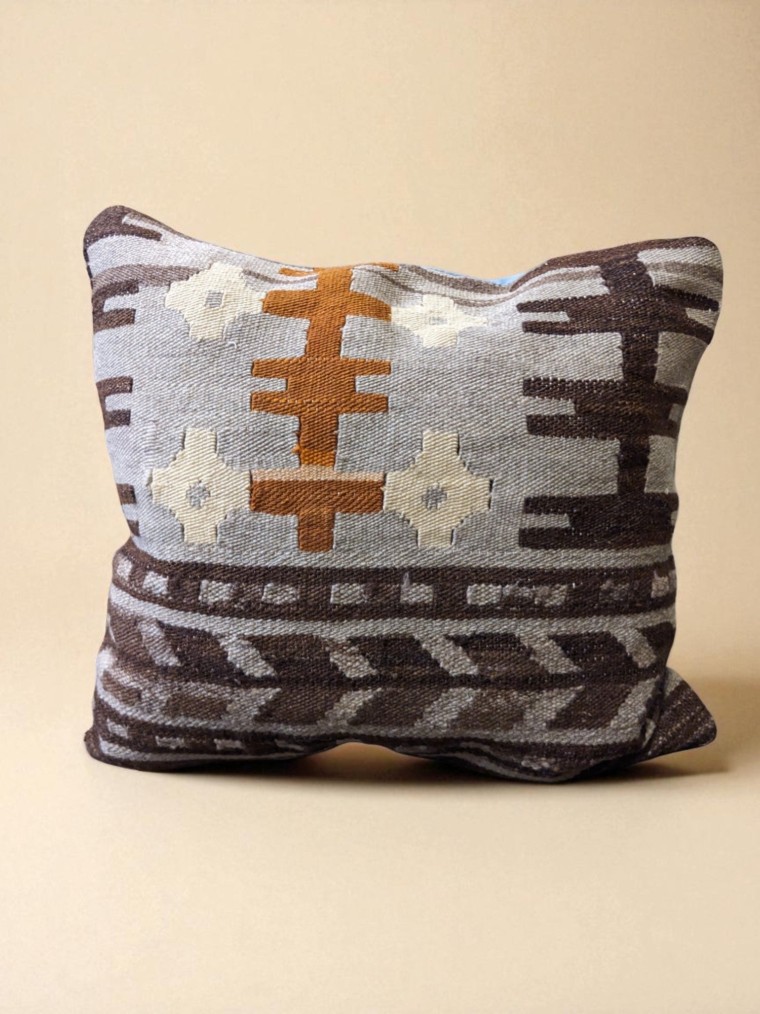 Turkish Kilim Vintage Cushion Cover - 40 x 40 cm - Handmade