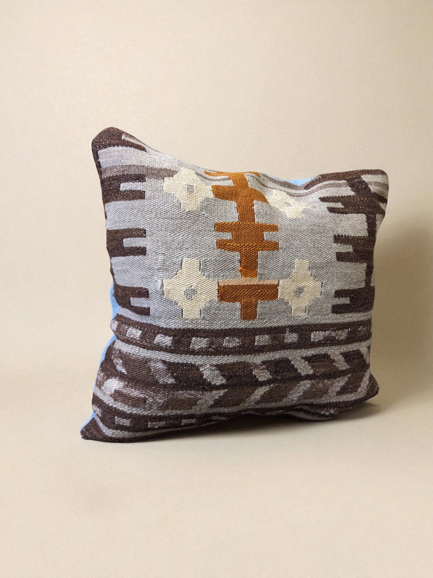 Turkish Kilim Vintage Cushion Cover - 40 x 40 cm - Handmade