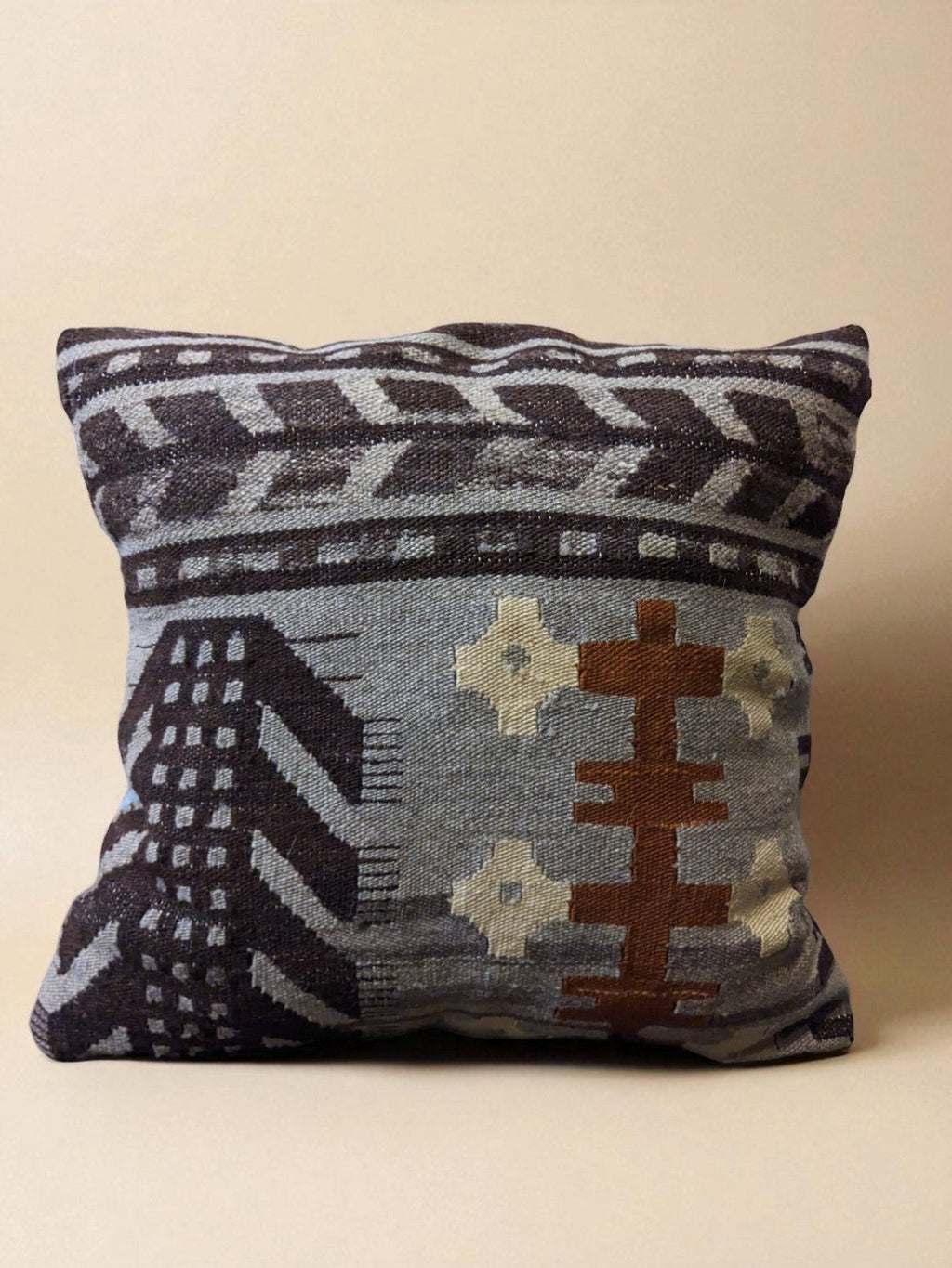 Turkish Kilim Vintage Cushion Cover - 40 x 40 cm - Handmade