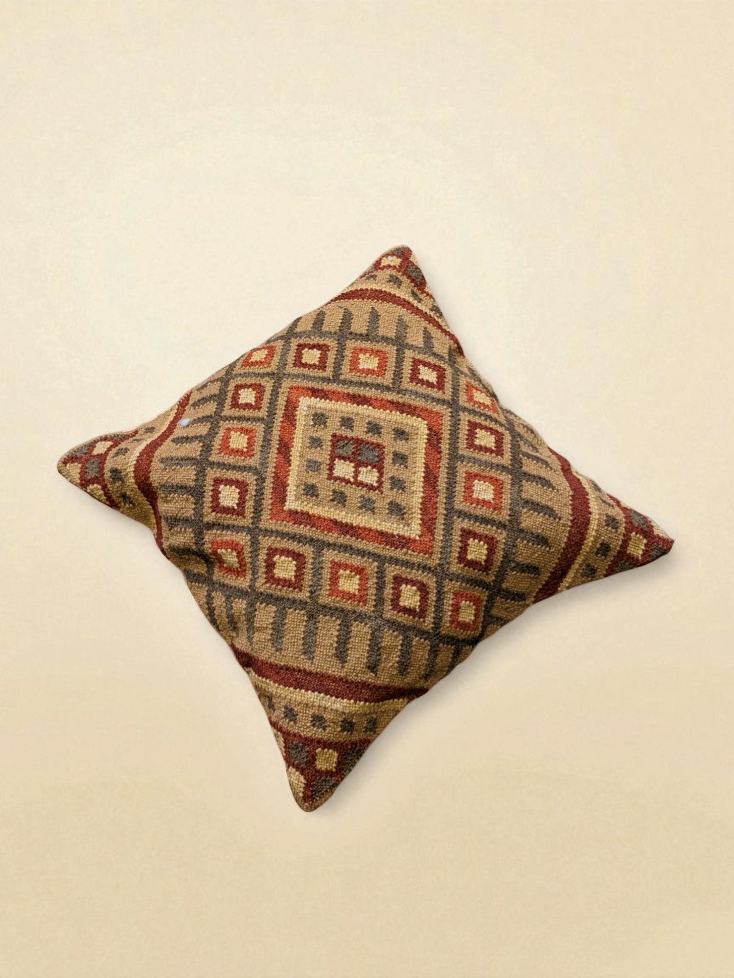 Turkish Kilim Vintage Cushion Cover - 40 x 40 cm - Handmade