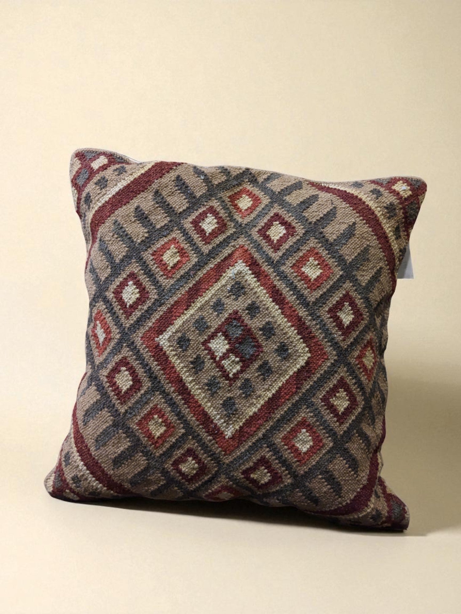 Turkish Kilim Vintage Cushion Cover - 40 x 40 cm - Handmade