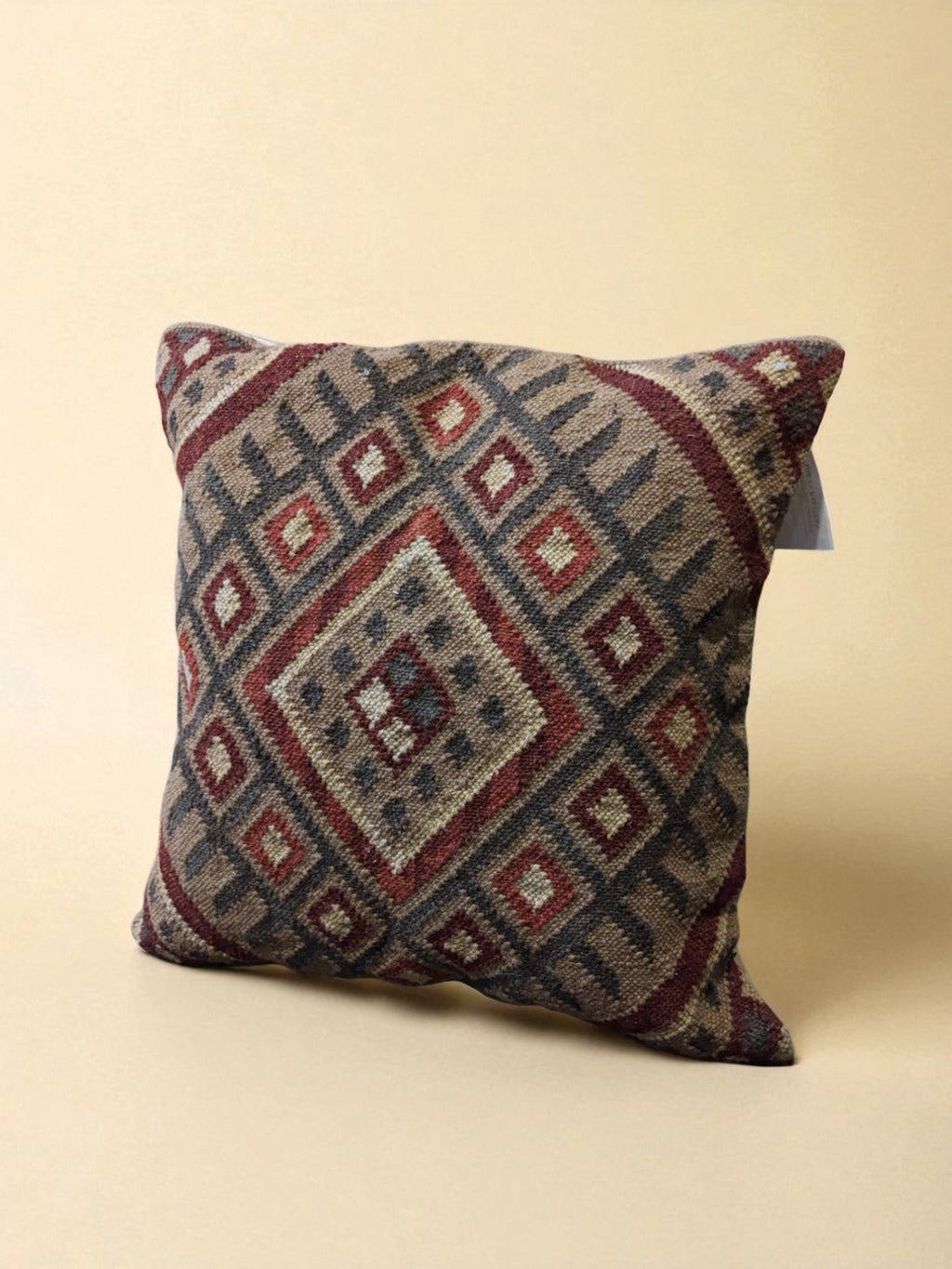 Turkish Kilim Vintage Cushion Cover - 40 x 40 cm - Handmade