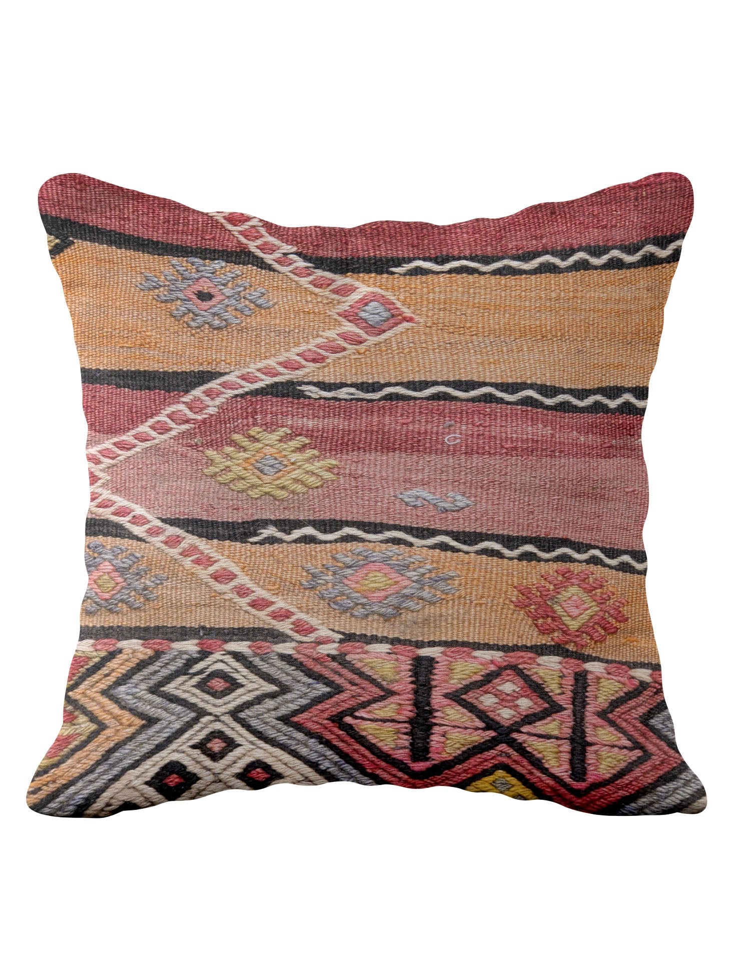 Turkish Kilim Vintage Cushion Cover - 40 x 40 cm - Handmade